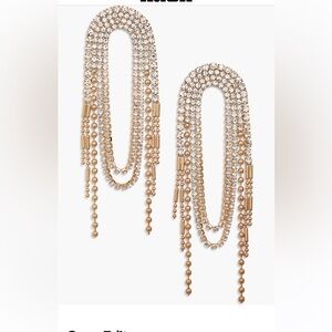 Nordstrom Gold and Crystal Dangle Earrings NWT